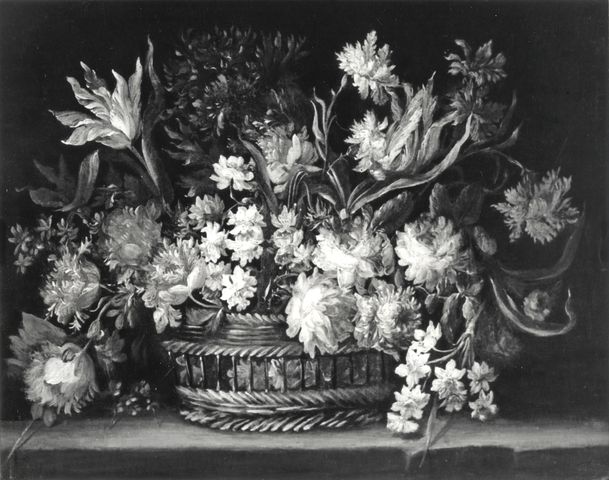 A. C. Cooper — Autore non indicato - sec. XVII/ XVIII - Natura morta con cesto di fiori — insieme